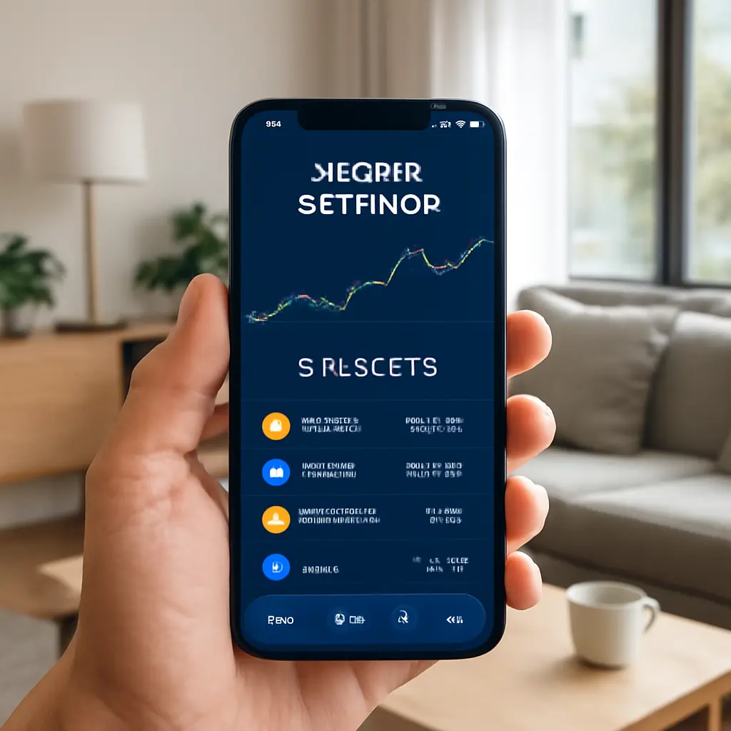 Руки держат телефон с приложением обмена криптовалют