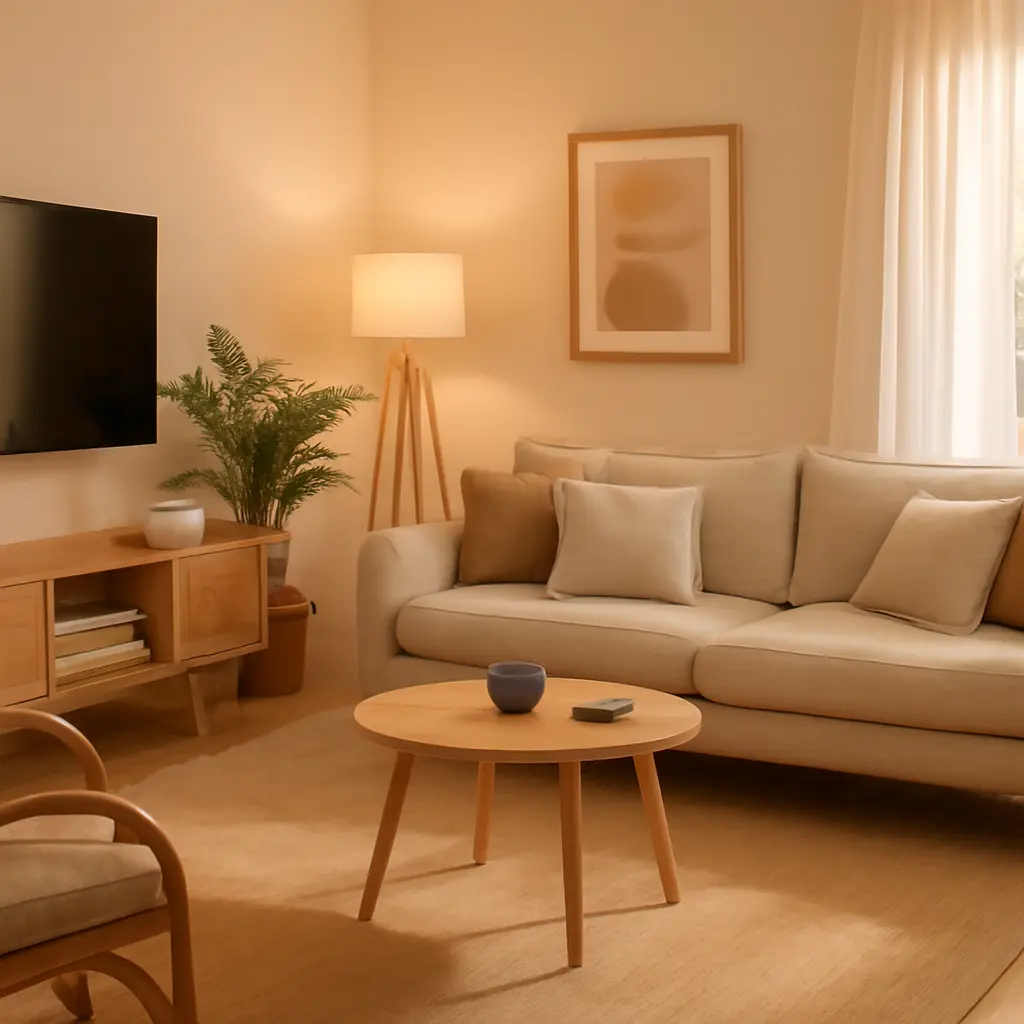 Современный интерьер с натуральными материалами и умными устройствами